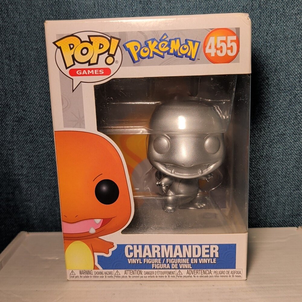 Funko Pop Games Pokemon Metallic Charmander 455 Vinyl in Box with Protector